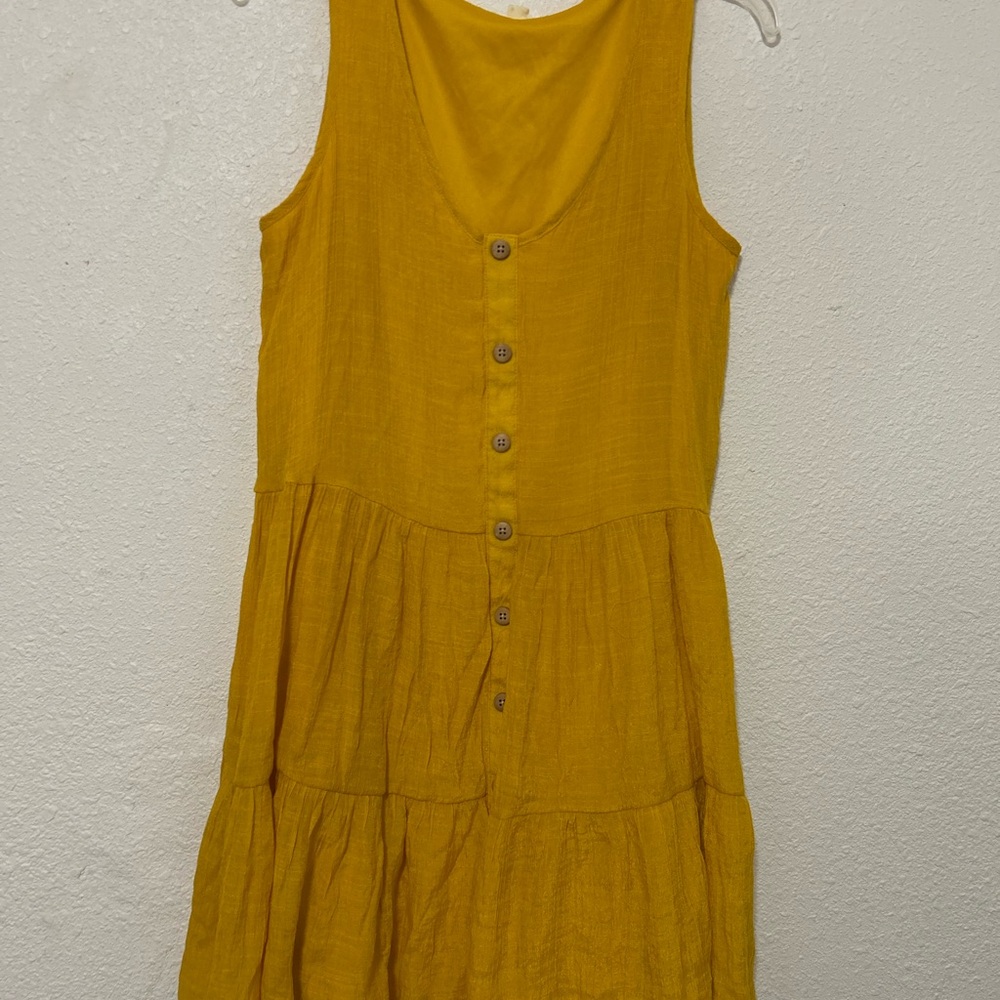 Indigo Rose Womens Dress Size Lg‎ Yellow Flowy Boho Sleeveless Tiered